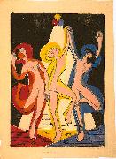 Ernst Ludwig Kirchner Colourful dance - Colour-woodcut oil painting picture wholesale